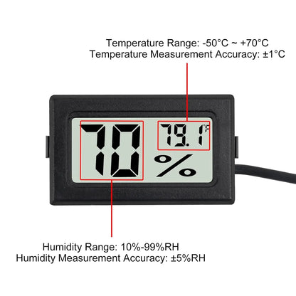 3 Count Fahrenheit Thermometer Hygrometer Mini Digital with Probe Temperature Humidity Gauge Meters Indoor LCD Display for Humidors,Greenhouse,Garden,Incubator Reptile Terrarium