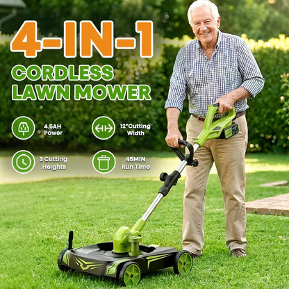 12-Inch Electric String Trimmer with Removable 4-Wheel Base