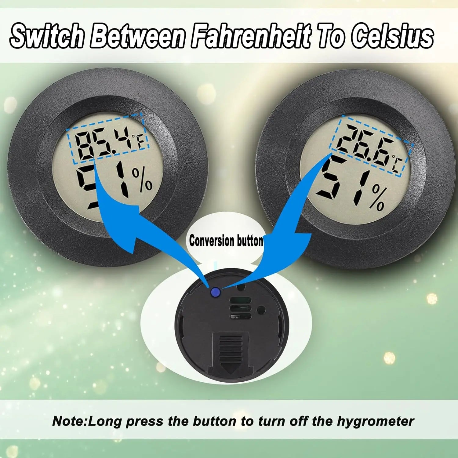 Mini Hygrometer Digital Humidity Meter 2 Pack Hygrometer Indoor/Outdoor Humidity Reptile for Greenhouse Garden Cellar Fahrenheit(?)/ Celsius(?)