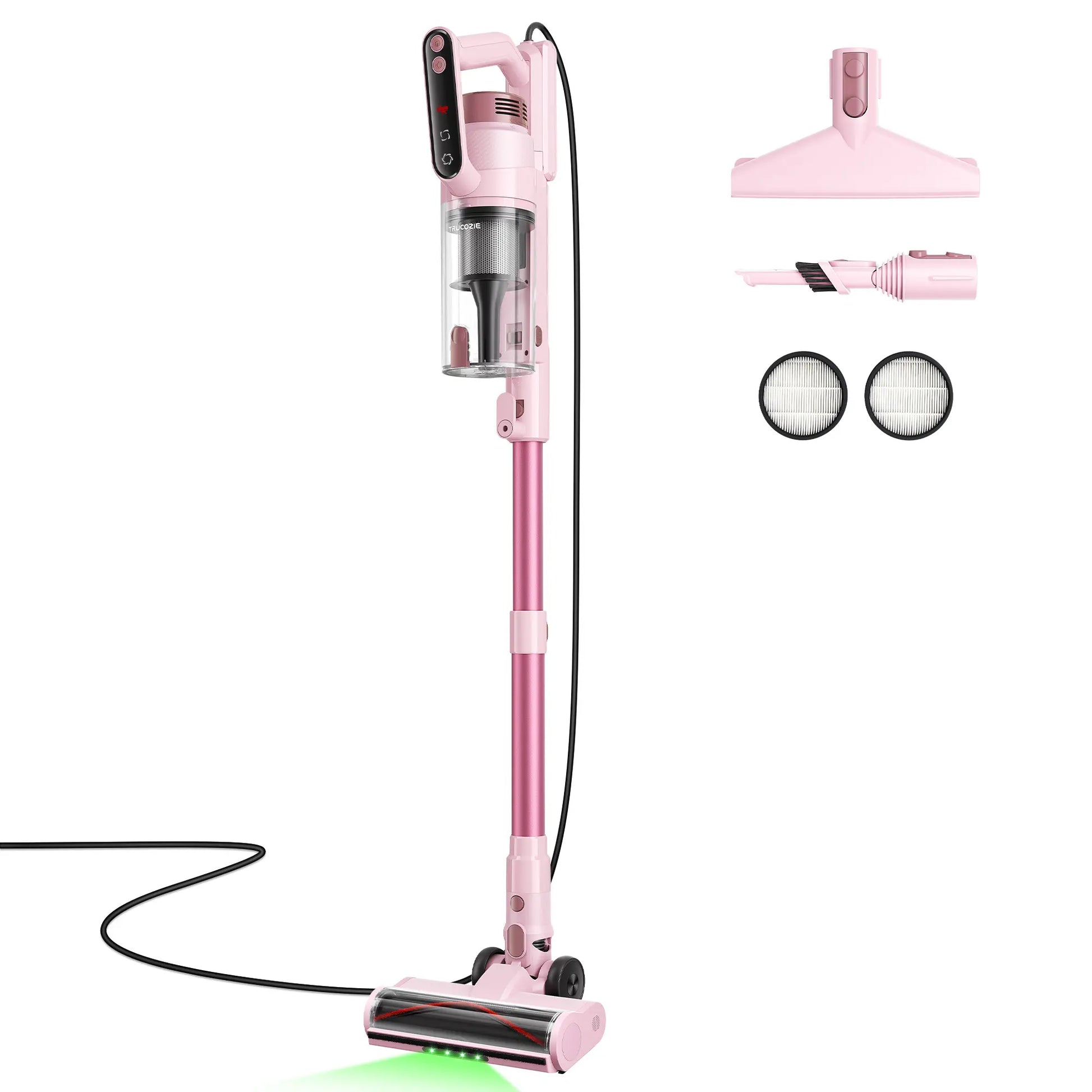 Trucozie T558 Corded Upright Vacuum Cleaner, Featuring an LED Headlight and an Extra-Large Dust Cup. Lightweight and Portable, It Perfectly Removes Pet Hair.