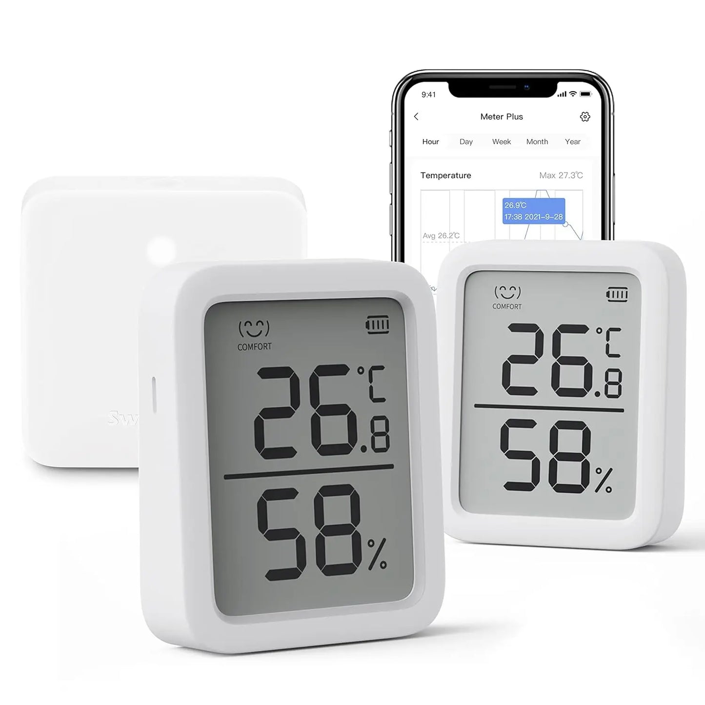 Thermometer Hygrometer, Wireless Digital Indoor Thermometer Humidity Monitor with App Alerts for Homes, Greenhouses, Basements and Pets
