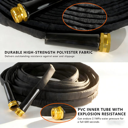 Garden Hose with 10 Function Nozzle, 50FT/100FT Lightweight Leak-Proof Heavy-Duty Flexible Water Hose, Lay Flat Kink Free High-Pressure Flexible Hose