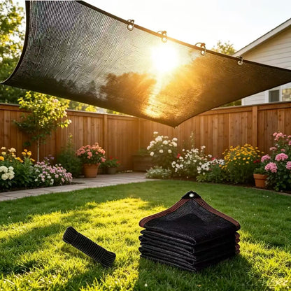 90% Blackout Cloth (Black) - 10 X 13Ft Uv-Resistant Shade Net with Reinforced Rivets, Suitable for Outdoor Adventures / Camping / Garden / Patio / Greenhouse.Mesh Shade Cloth