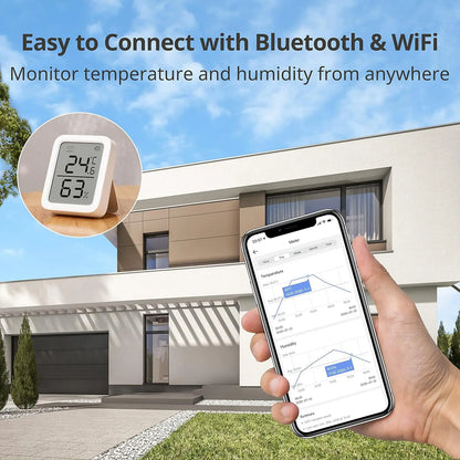 Thermometer Hygrometer, Wireless Digital Indoor Thermometer Humidity Monitor with App Alerts for Homes, Greenhouses, Basements and Pets