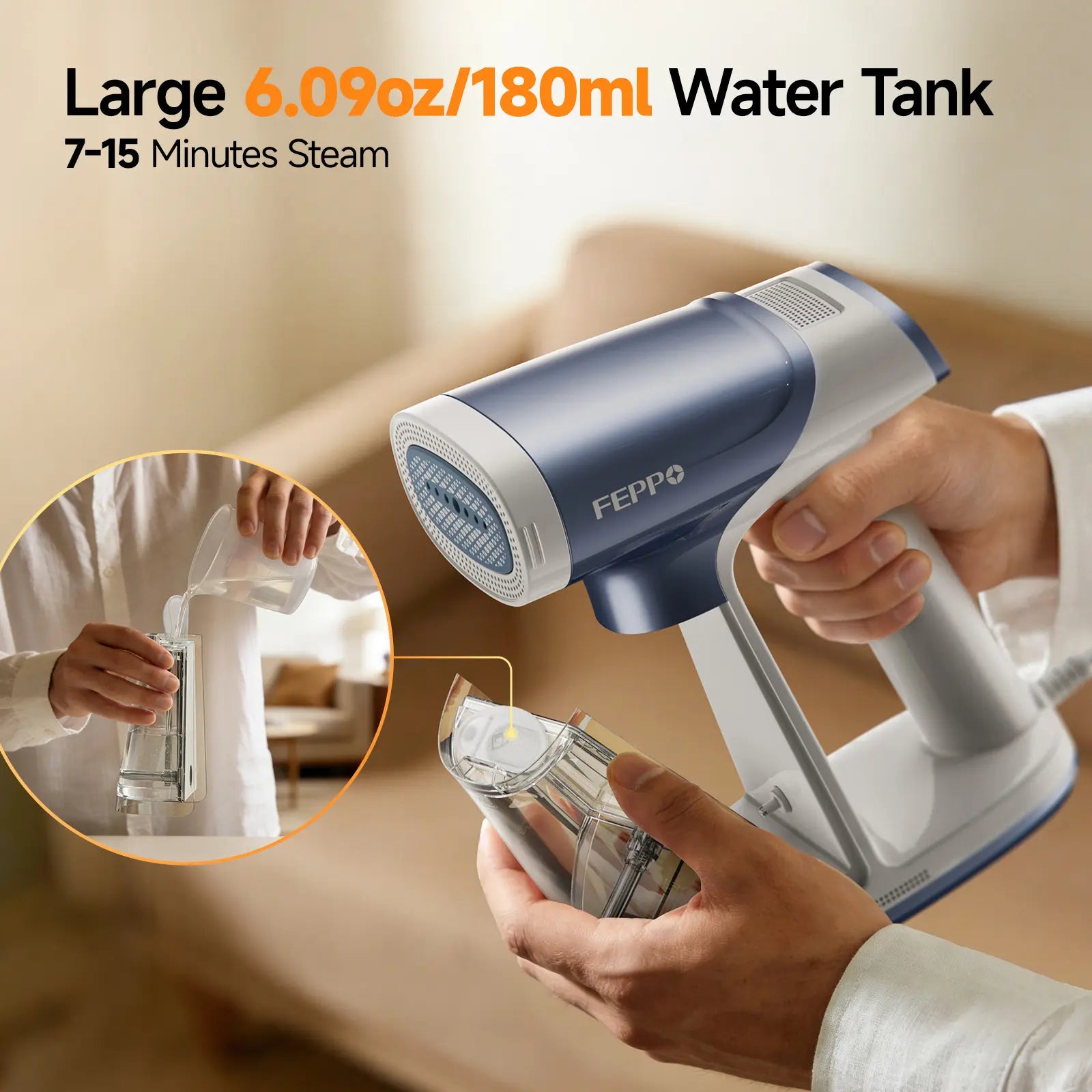 FEPPO Vacuum Steamer for Clothes, Handheld Garment Steamer with Suction, 2-In-1 Steam & Iron, LED Display, Adjustable Suction & Steam Modes, One-Hand Vacuum Steamer for Home (For 110-120V) #Summervibes