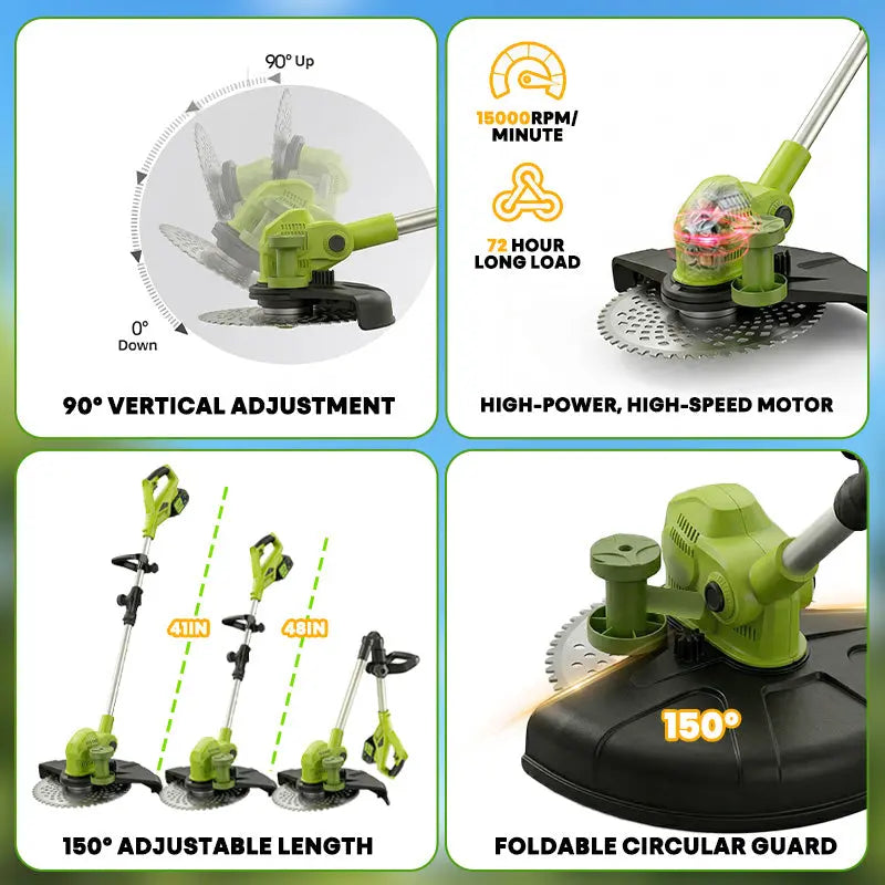 12-Inch Electric String Trimmer with Removable 4-Wheel Base