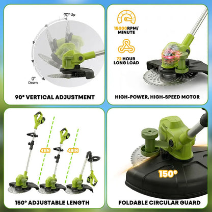 12-Inch Electric String Trimmer with Removable 4-Wheel Base