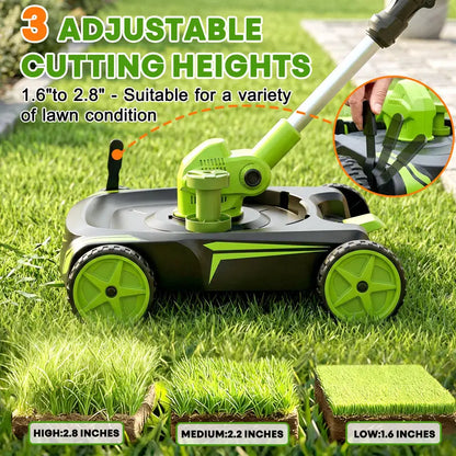 12-Inch Electric String Trimmer with Removable 4-Wheel Base