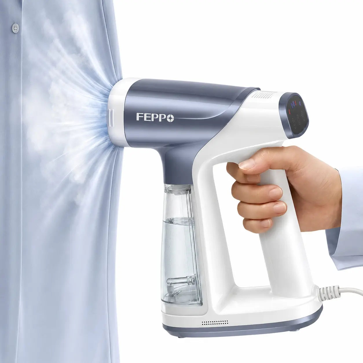 FEPPO Vacuum Steamer for Clothes, Handheld Garment Steamer with Suction, 2-In-1 Steam & Iron, LED Display, Adjustable Suction & Steam Modes, One-Hand Vacuum Steamer for Home (For 110-120V) #Summervibes
