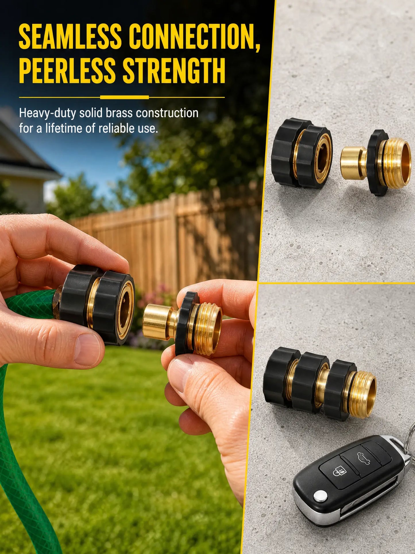 3/4" Garden Hose Quick Connectors (6 Pack) - Leak-Proof Male-Female Adapters, No-Tool Instant Connect Garden Accessories for Backyard, Outdoor Use & Car Wash, Outdoor Garden Accessories