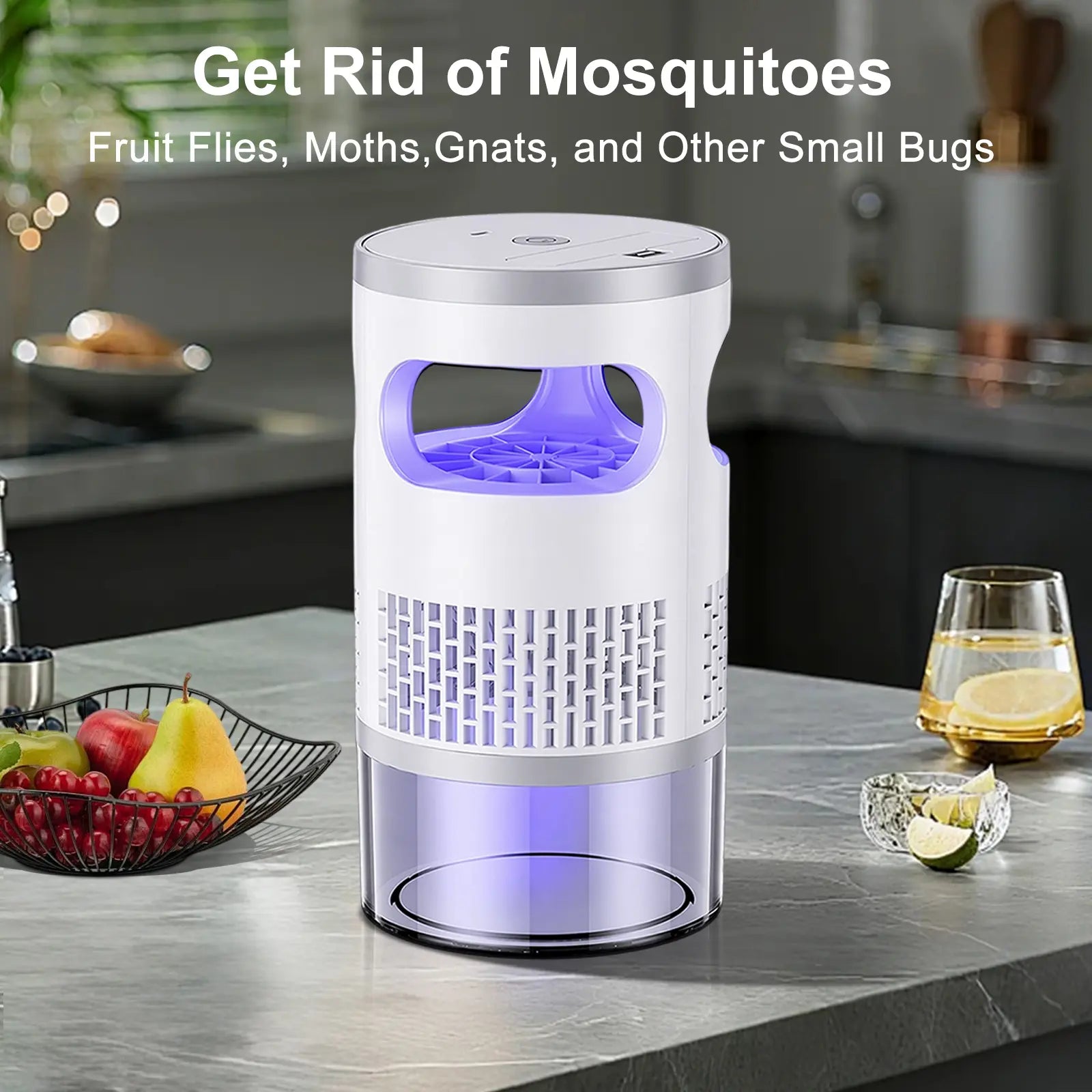 Gainstarx Indoor Insect Trap with Bait Included Light and Suction Non Zapper Flying Bug Catcher for Mosquitoes Fruit Flies Gnats and Moths Home Use