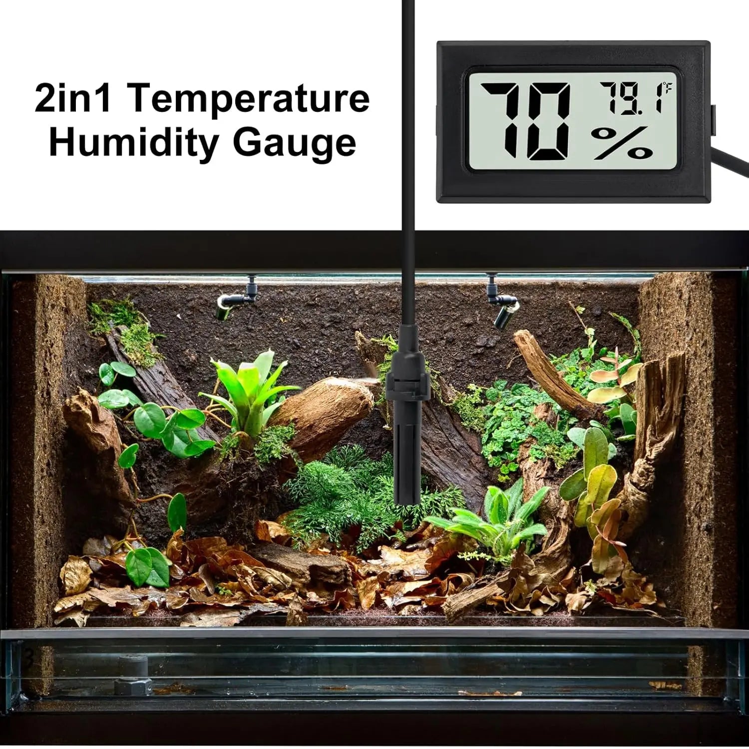 3 Count Fahrenheit Thermometer Hygrometer Mini Digital with Probe Temperature Humidity Gauge Meters Indoor LCD Display for Humidors,Greenhouse,Garden,Incubator Reptile Terrarium